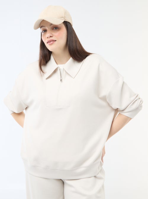 Effen sweater met ritskraag - Kiabi