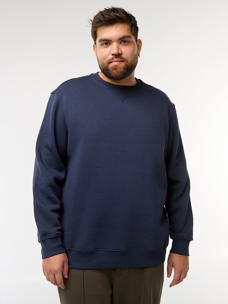 Effen sweater met ronde hals Blauw - Kiabi