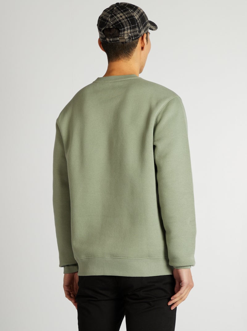 Effen sweater met ronde hals GROEN - Kiabi