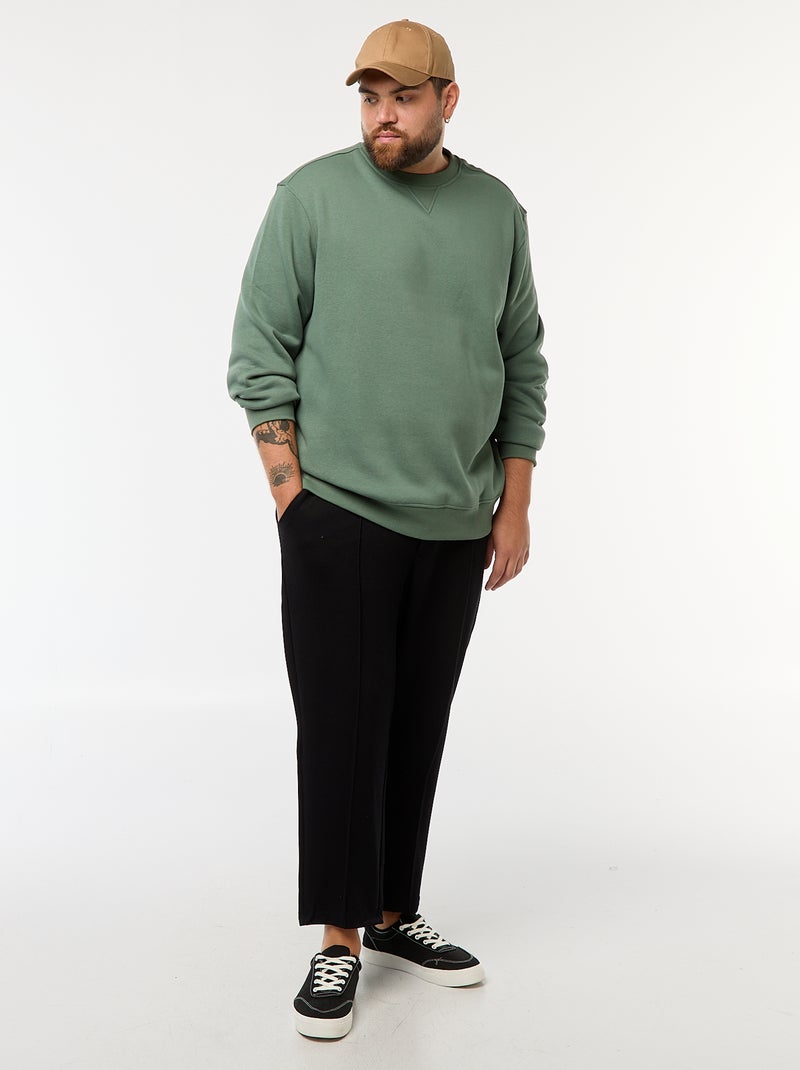 Effen sweater met ronde hals Groen - Kiabi