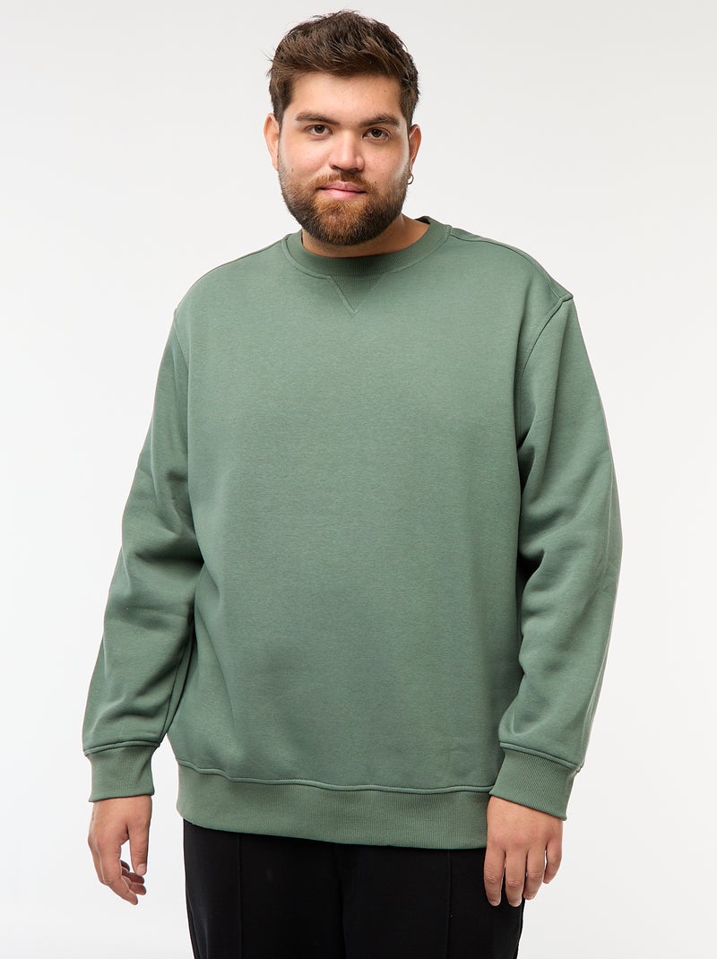 Effen sweater met ronde hals Groen - Kiabi