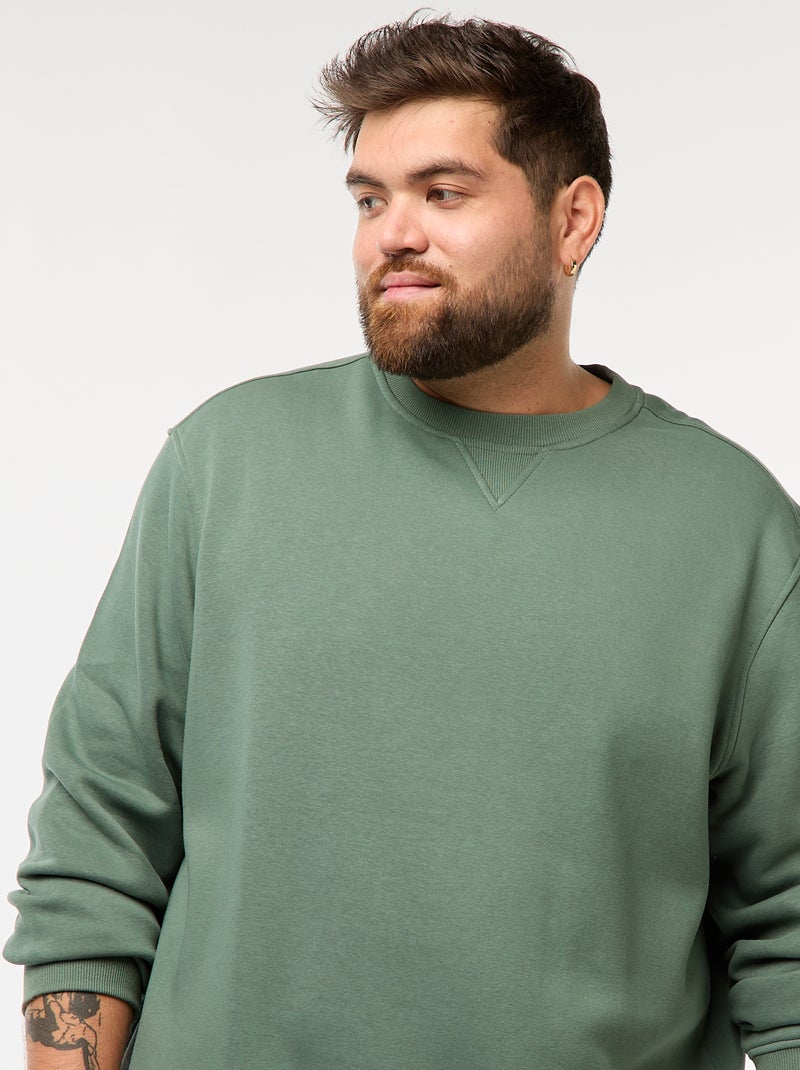 Effen sweater met ronde hals Groen - Kiabi