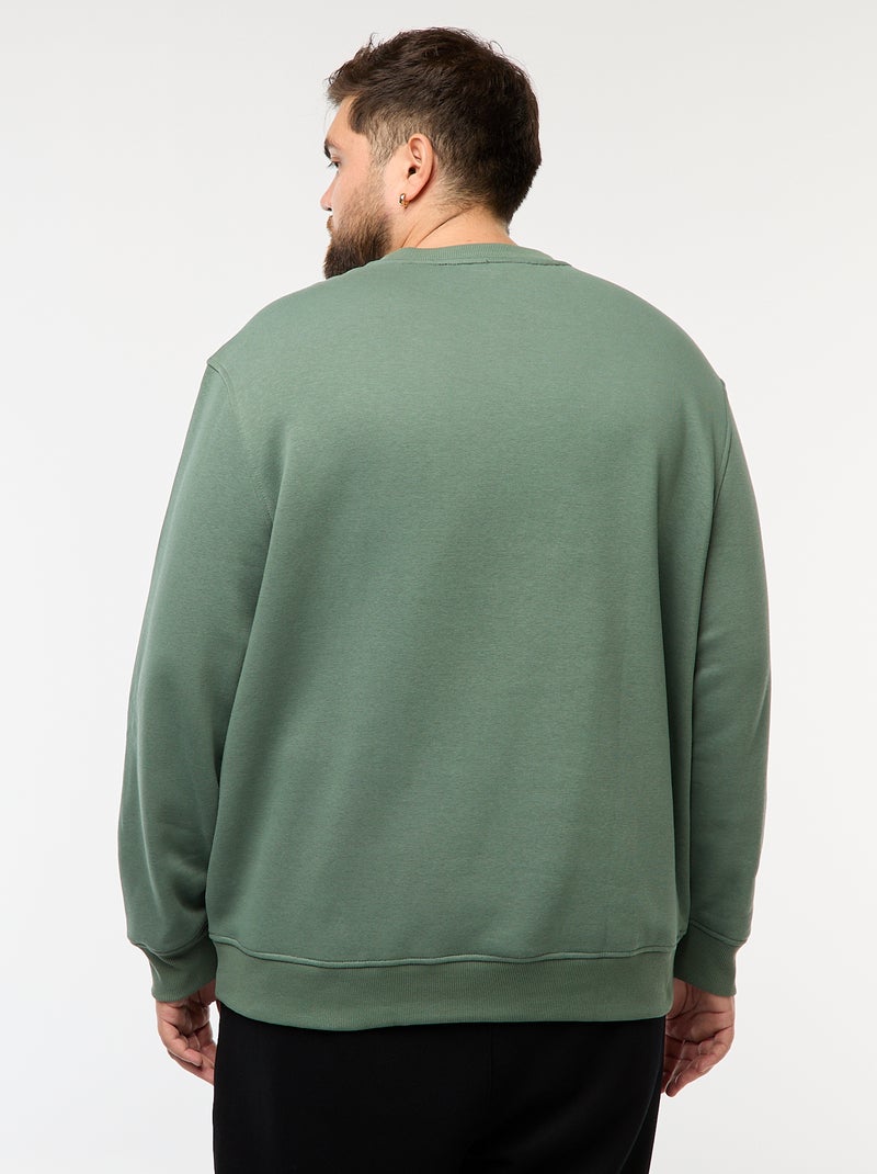 Effen sweater met ronde hals Groen - Kiabi