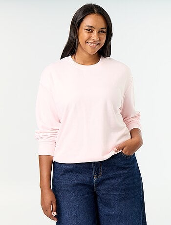 Effen sweater met ronde hals van French Terry
