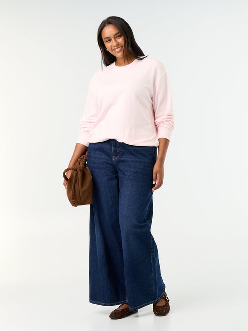 Effen sweater met ronde hals van French Terry - Kiabi