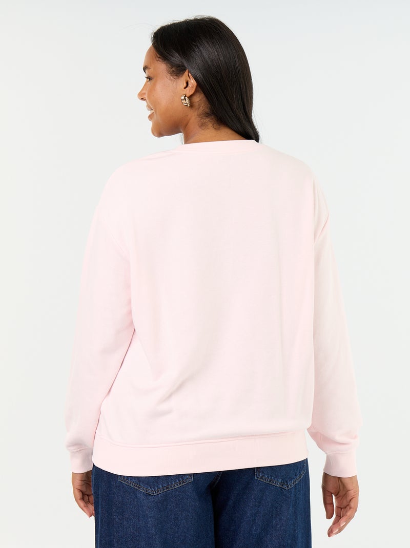 Effen sweater met ronde hals van French Terry Rose - Kiabi