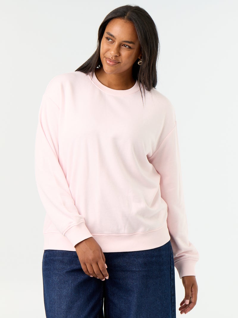Effen sweater met ronde hals van French Terry Rose - Kiabi