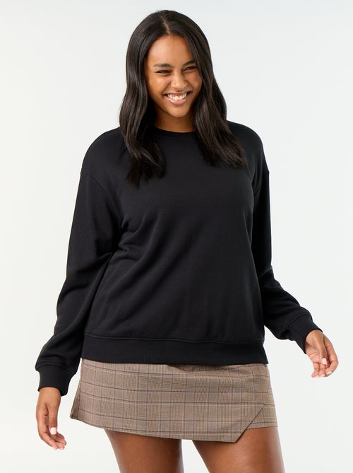 Effen sweater met ronde hals van French Terry - Kiabi