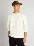 Effen sweater met ronde hals WIT - Kiabi
