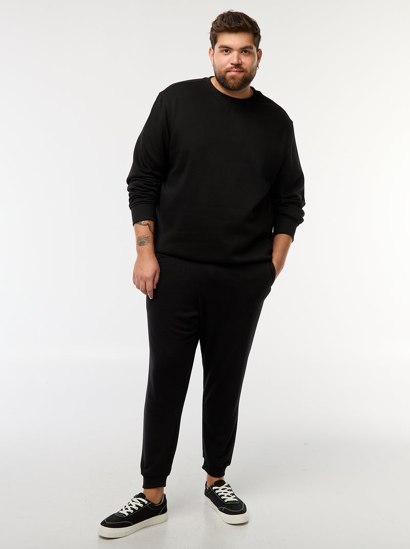 Effen sweater met ronde hals zwart - Kiabi