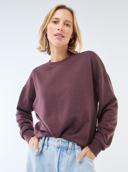 Effen sweater van french terry met ronde hals - Kiabi Effen sweater van french terry met ronde hals - Kiabi