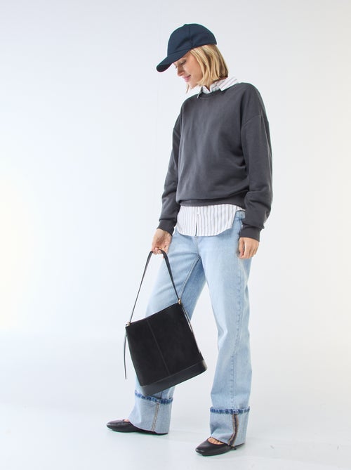 Effen sweater van french terry met ronde hals - Kiabi