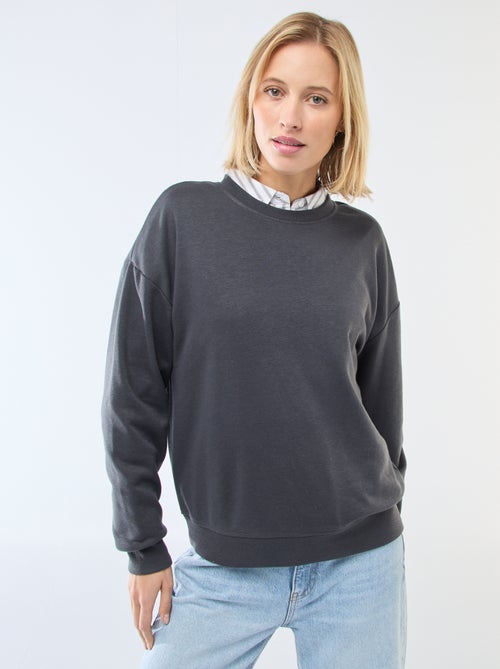 Effen sweater van french terry met ronde hals - Kiabi