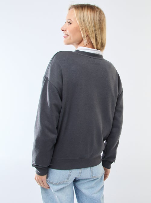 Effen sweater van french terry met ronde hals - Kiabi