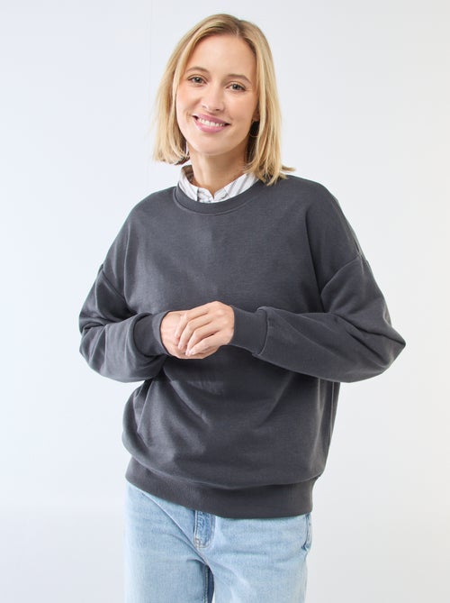 Effen sweater van french terry met ronde hals - Kiabi