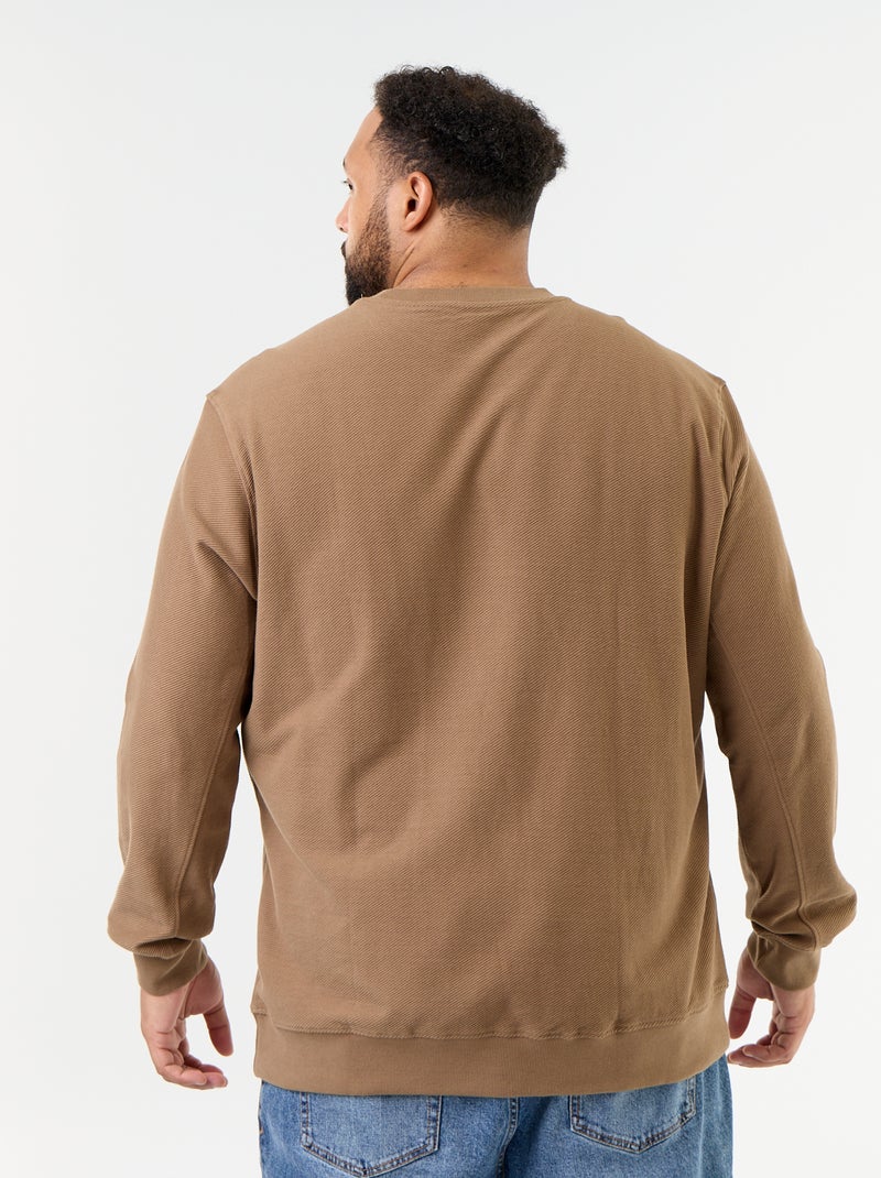 Effen sweater van geribde stof Bruin - Kiabi