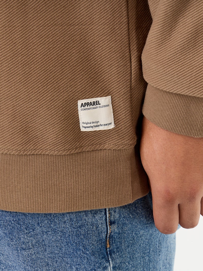 Effen sweater van geribde stof Bruin - Kiabi
