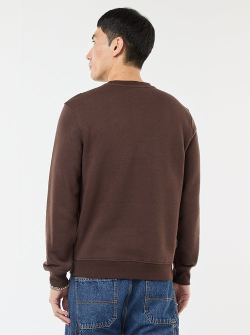 Effen sweater van geruwde fleece met ronde hals - Kiabi