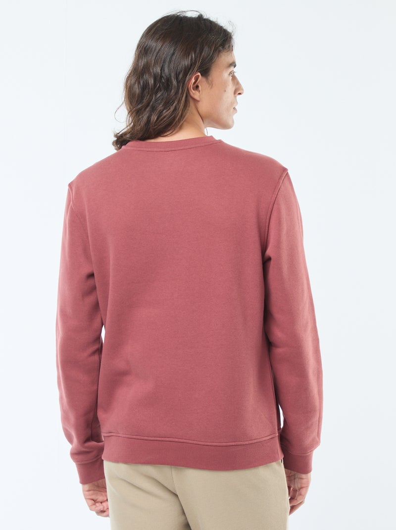 Effen sweater van geruwde fleece met ronde hals Rood - Kiabi