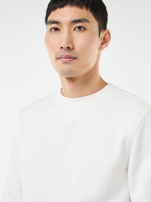 Effen sweater van geruwde fleece met ronde hals - Kiabi