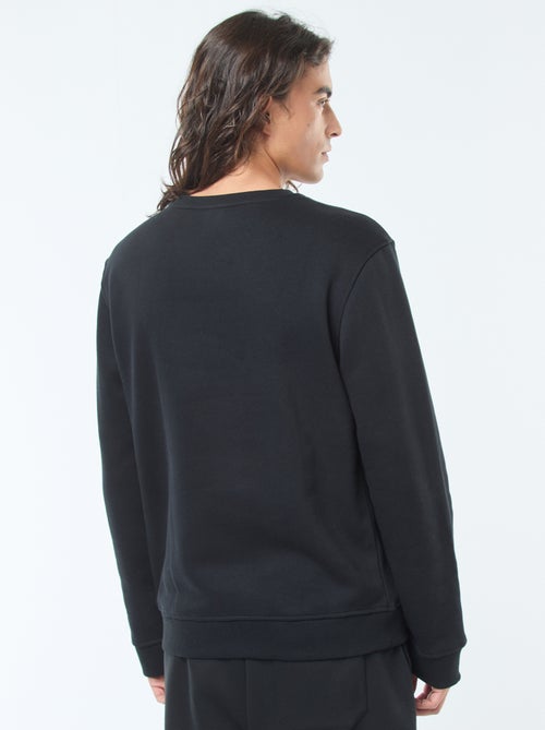 Effen sweater van geruwde fleece met ronde hals - Kiabi