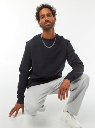 Effen sweater van geruwde joggingstof met ronde hals