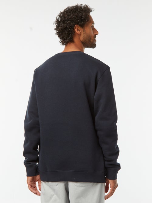 Effen sweater van geruwde joggingstof met ronde hals - Kiabi