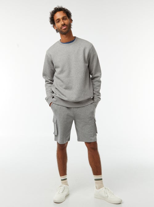 Effen sweater van geruwde joggingstof met ronde hals - Kiabi