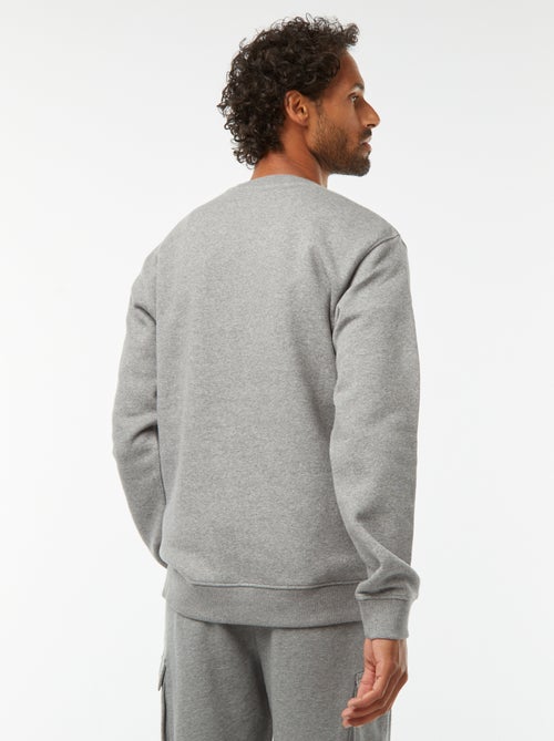 Effen sweater van geruwde joggingstof met ronde hals - Kiabi