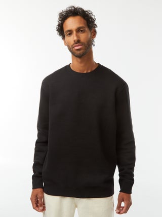 Effen sweater van geruwde joggingstof met ronde hals