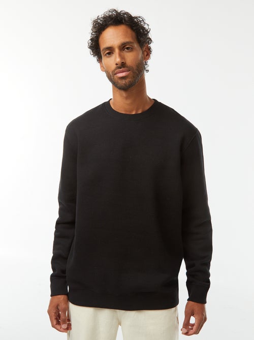 Effen sweater van geruwde joggingstof met ronde hals - Kiabi