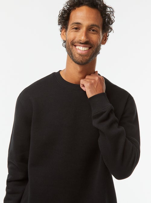 Effen sweater van geruwde joggingstof met ronde hals - Kiabi