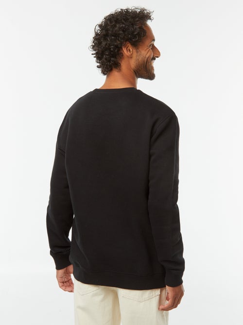 Effen sweater van geruwde joggingstof met ronde hals - Kiabi