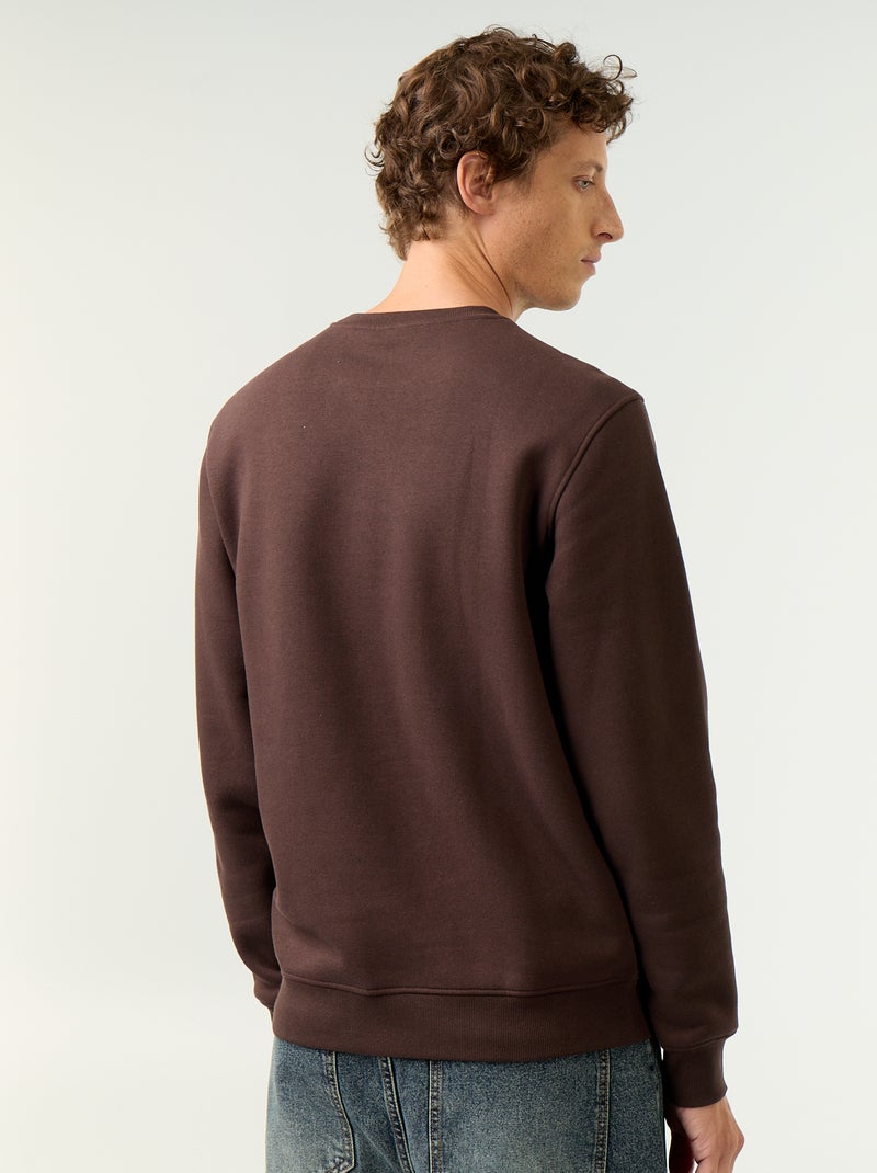Effen sweater van geruwde molton Bruin - Kiabi