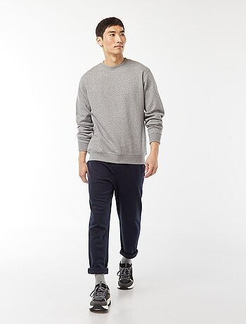 Effen sweater van joggingstof met ronde hals