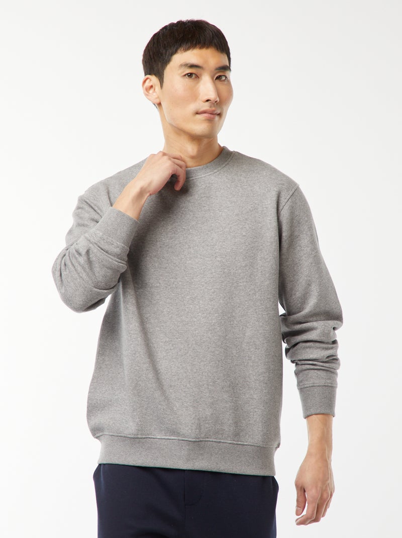 Effen sweater van joggingstof met ronde hals Grijs - Kiabi