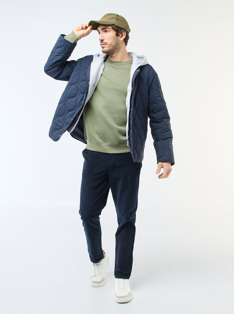 Effen sweater van joggingstof met ronde hals groen - Kiabi