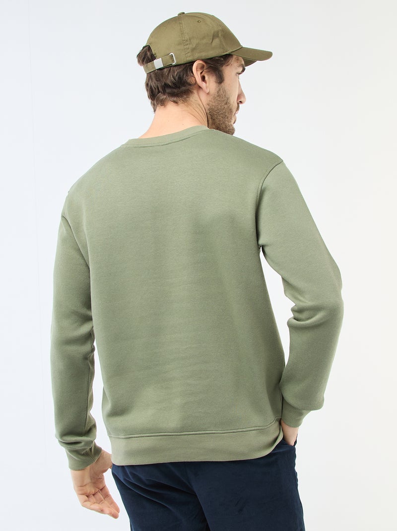 Effen sweater van joggingstof met ronde hals groen - Kiabi