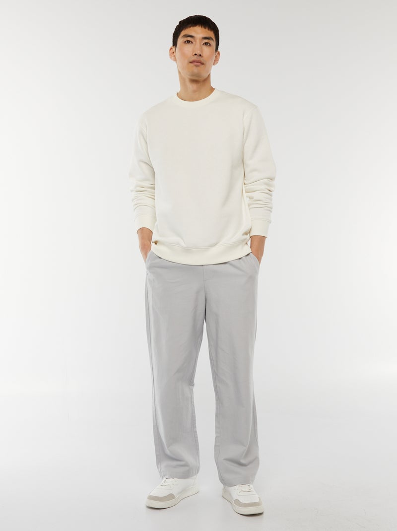 Effen sweater van joggingstof met ronde hals Wit - Kiabi