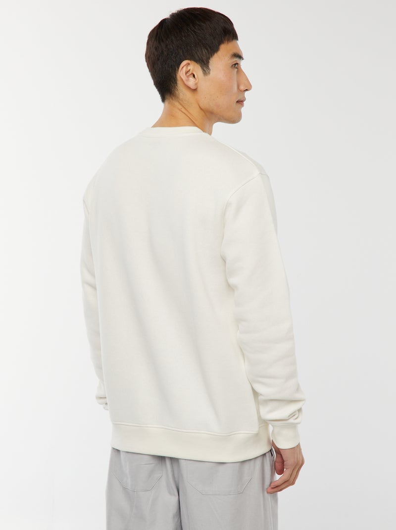 Effen sweater van joggingstof met ronde hals Wit - Kiabi