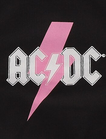 Effen sweater van katoenfleece met ACDC-print