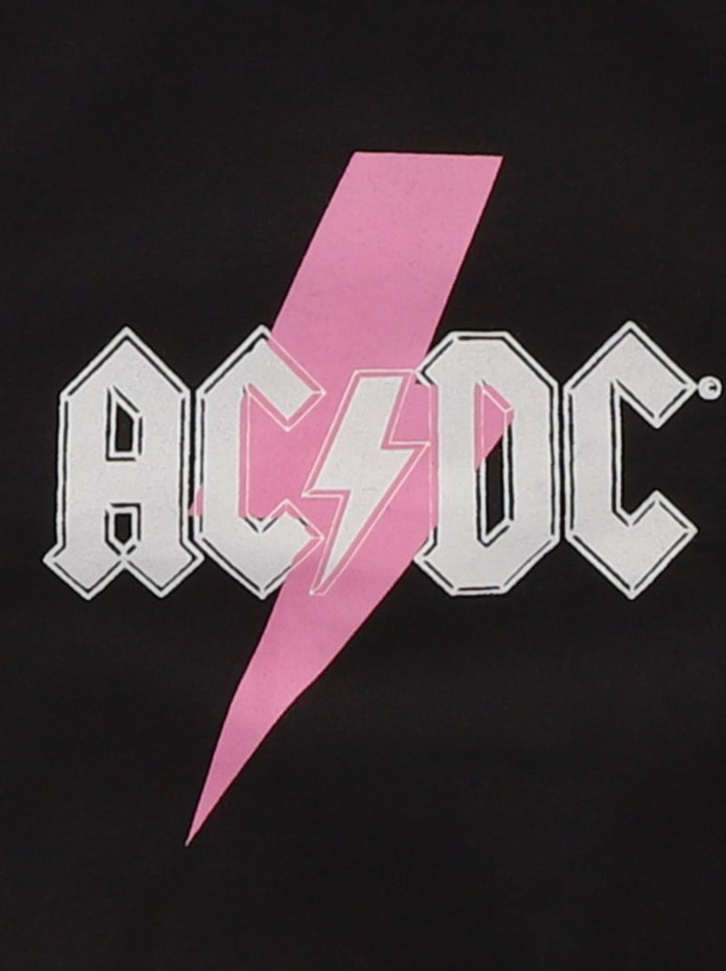 Effen sweater van katoenfleece met ACDC-print Zwart - Kiabi