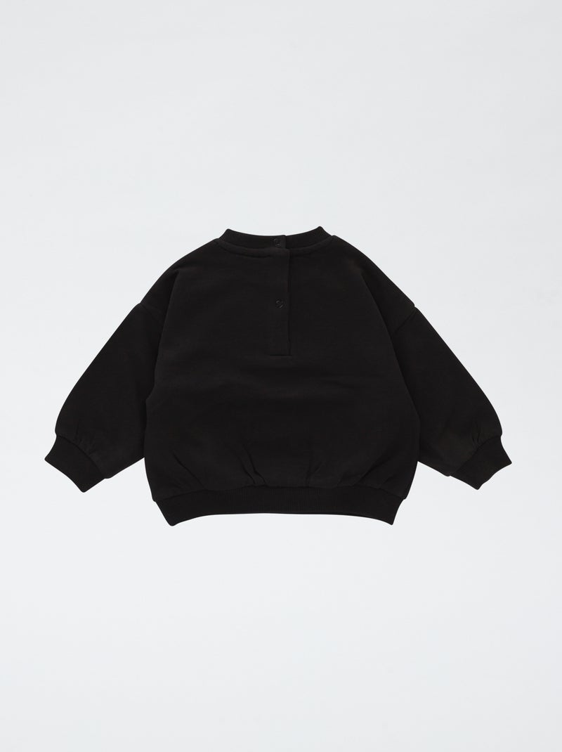 Effen sweater van katoenfleece met ACDC-print Zwart - Kiabi