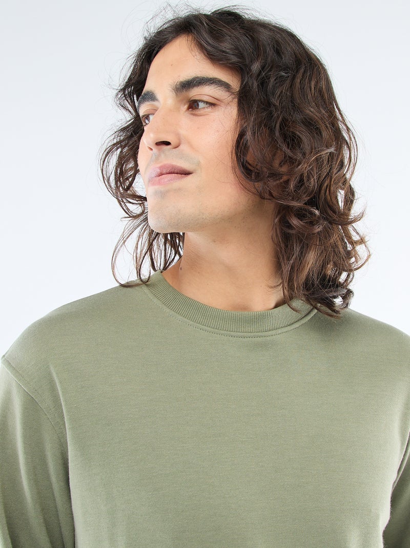 Effen sweater van lichte joggingstof Groen - Kiabi