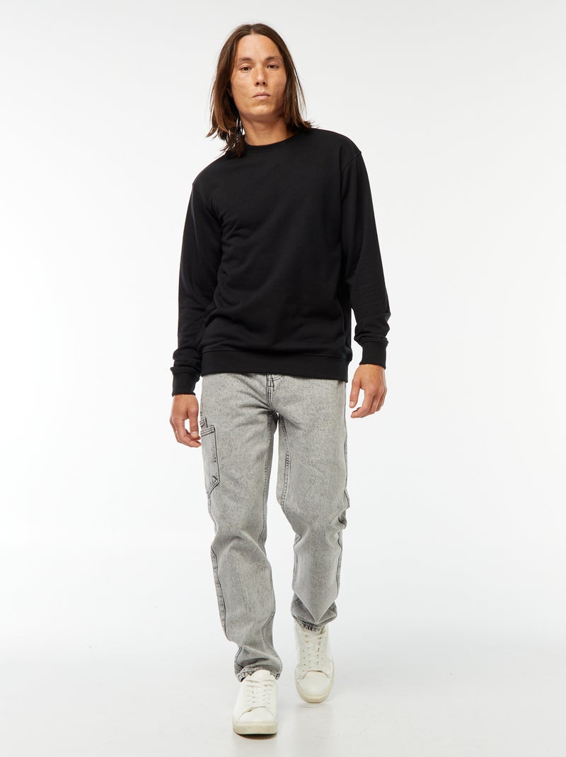 Effen sweater van lichte joggingstof zwart - Kiabi