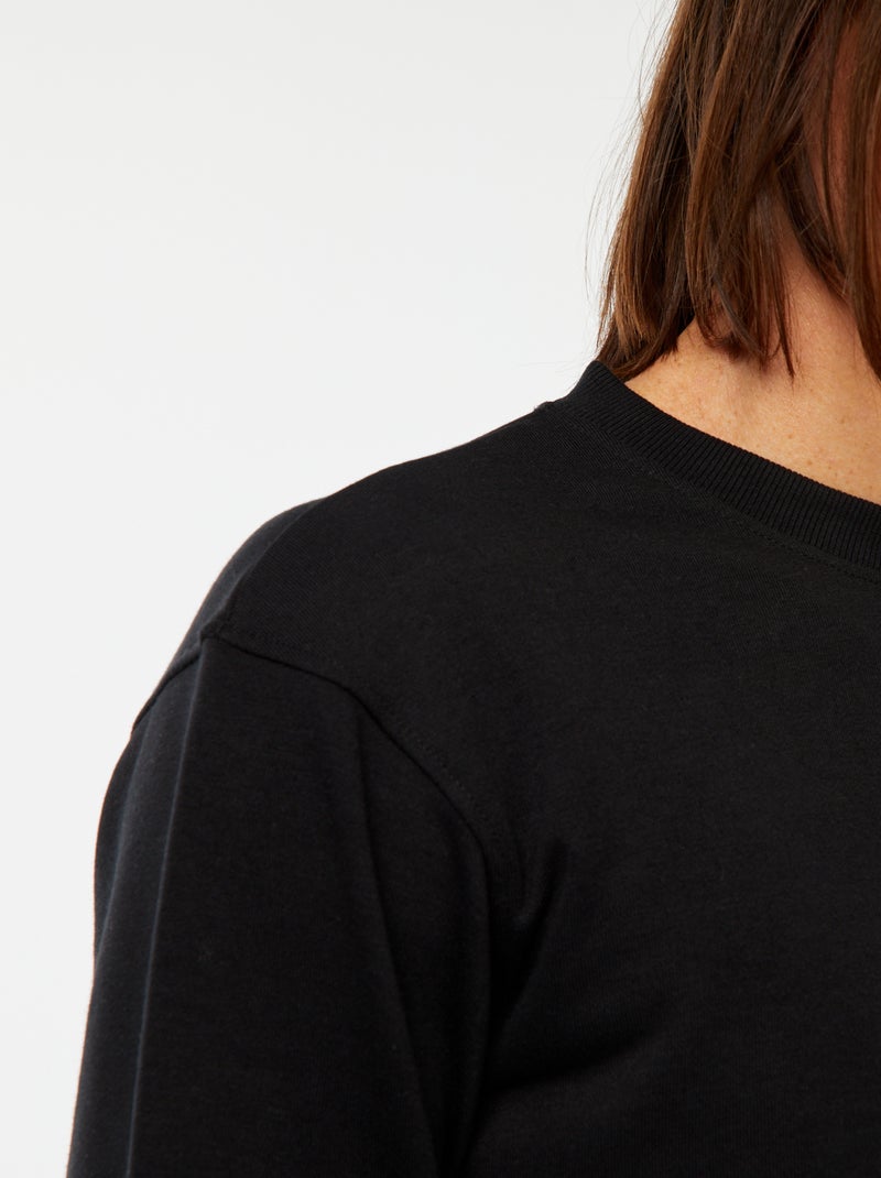 Effen sweater van lichte joggingstof zwart - Kiabi