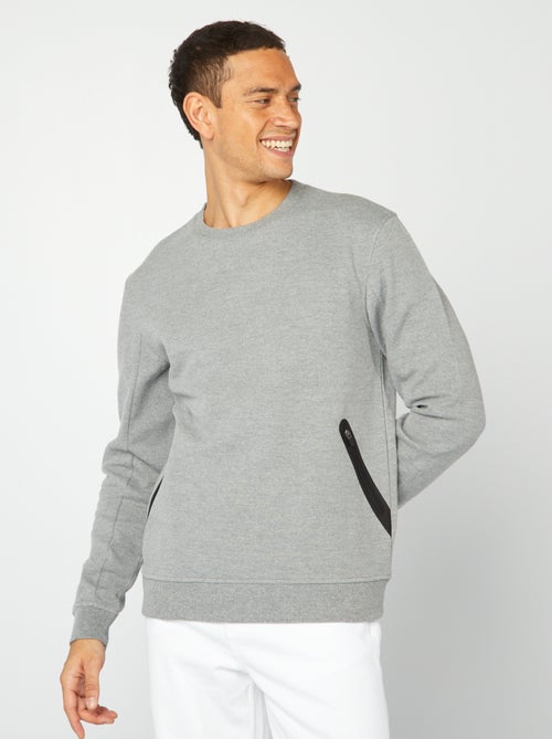 Effen sweater van piquéstof met ritszakjes - Kiabi