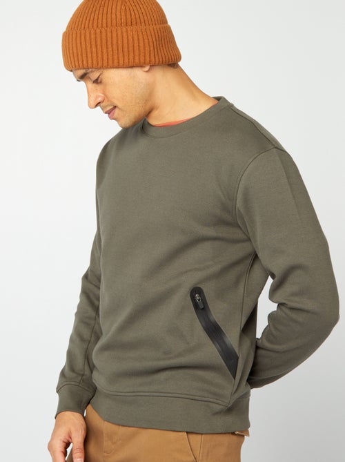 Effen sweater van piquéstof met ritszakjes - Kiabi