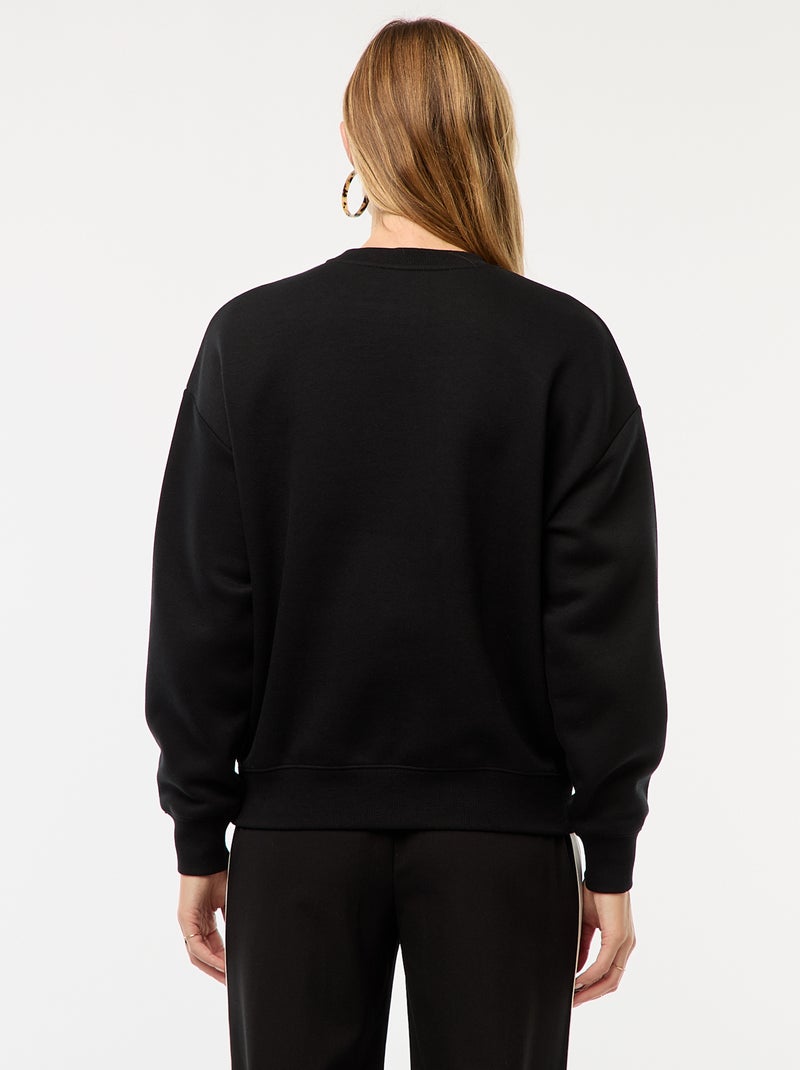 Effen sweater van warme joggingstof zwart - Kiabi