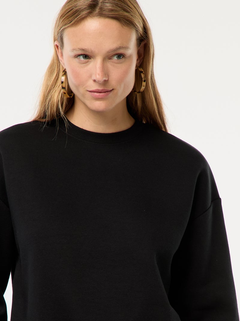 Effen sweater van warme joggingstof zwart - Kiabi